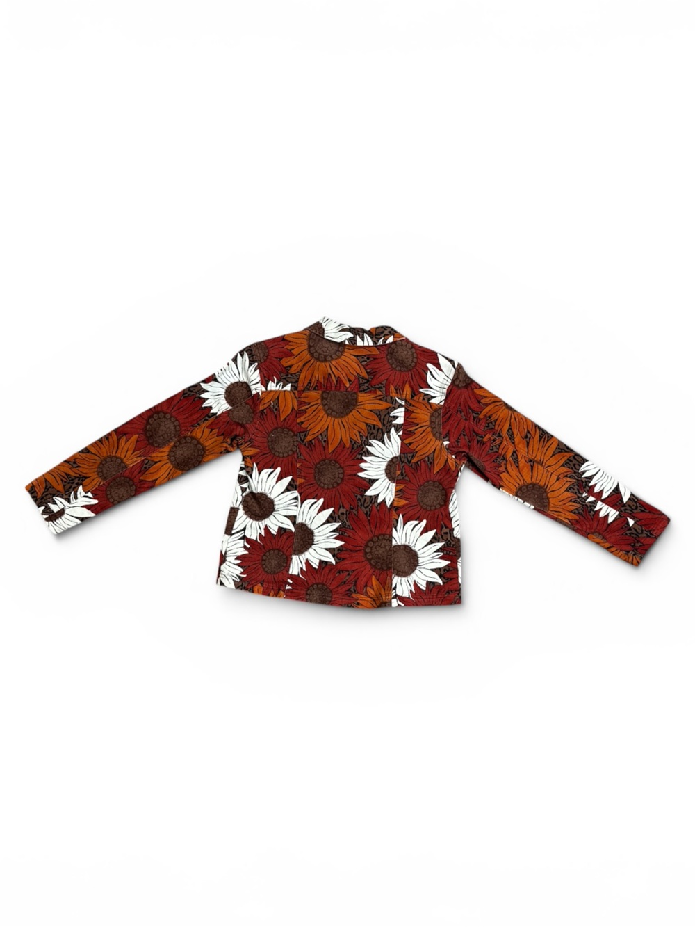 FRENCH LAUNDRY SUNFLOWER PRINT STRETCH DENIM JACKET BOHO SIZE LARGE - Picture 8 of 12